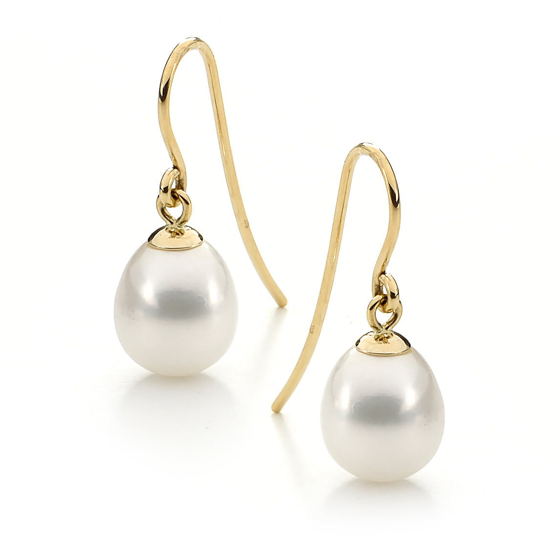 9ct YG White Freshwater Pearl 7.5-8mm Sheph Hooks