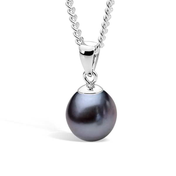 9ct WG Black Freshwater 9-9.5mm drop pendant