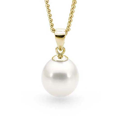 9ct YG White Freshwater 10-10.5mm pendant