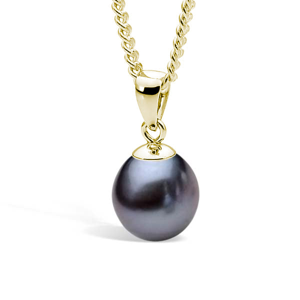 9ct YG Black Feeshwater 9-9.5mm pendant