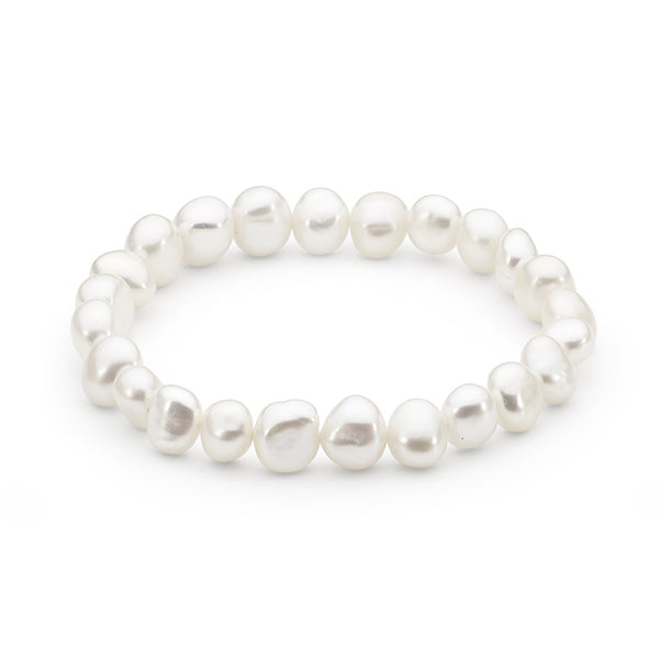 White stretchy Keshi bracelet