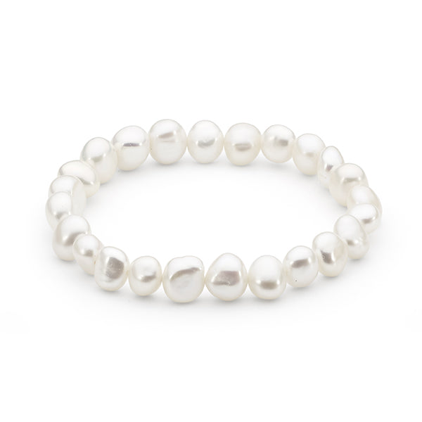 White stretchy Keshi bracelet