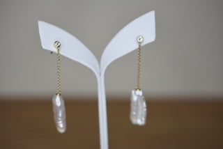 Baroque & Topaz drop earrings