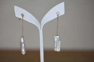 Baroque & Topaz drop earrings