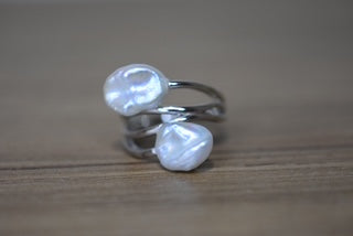 Keshi silver ring