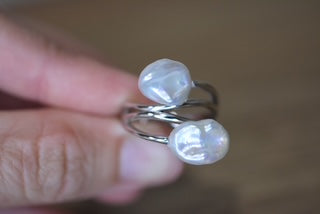 Keshi silver ring