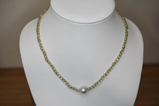 Southsea Pearl & green crystal necklace