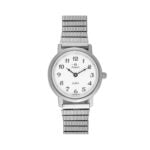Ladies white face watch with expandable band