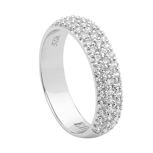 Silver, three row pave set CZ