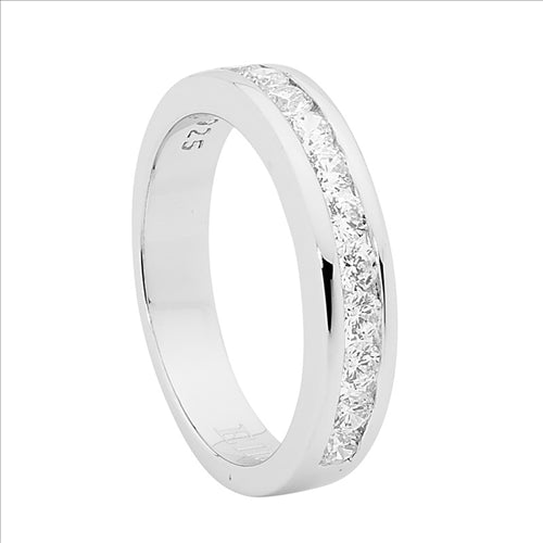 Sterling Silver WH Round CZ Channel Set Ring - Size 7
