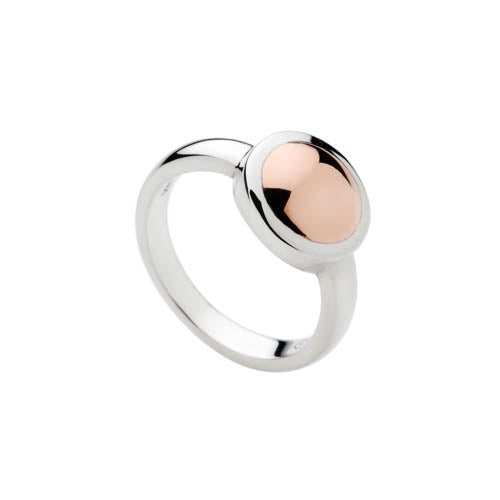 Silver, Copper disc topped domed ring