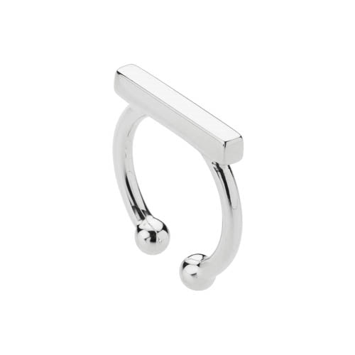 Silver, bar ring, open at back.