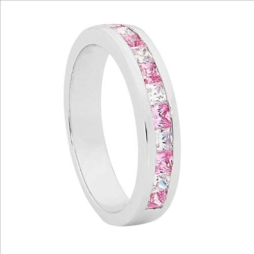 SIlver, channel set CZ, Pink and White CZs