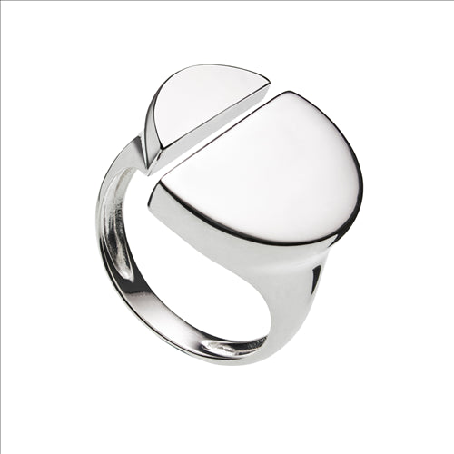 Silver, round split disc ring