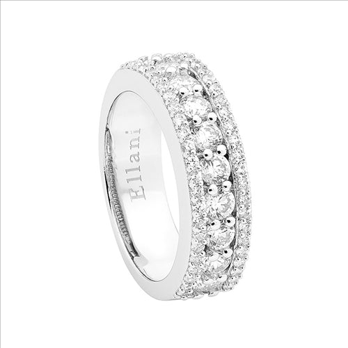 Silver, CZ set wide ring