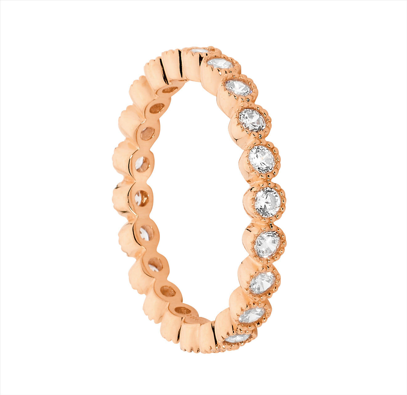Silver, Rose gold plated, CZ set eternity style ring