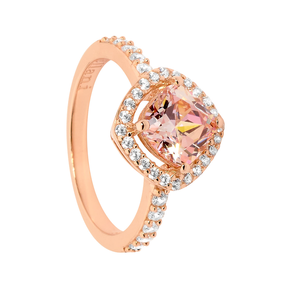 Sterling silver, rose gold plated Morganite cubic zirconia ring