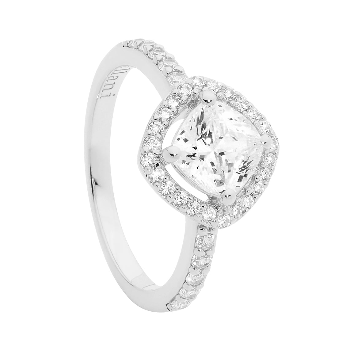 Silver, CZ halo set ring