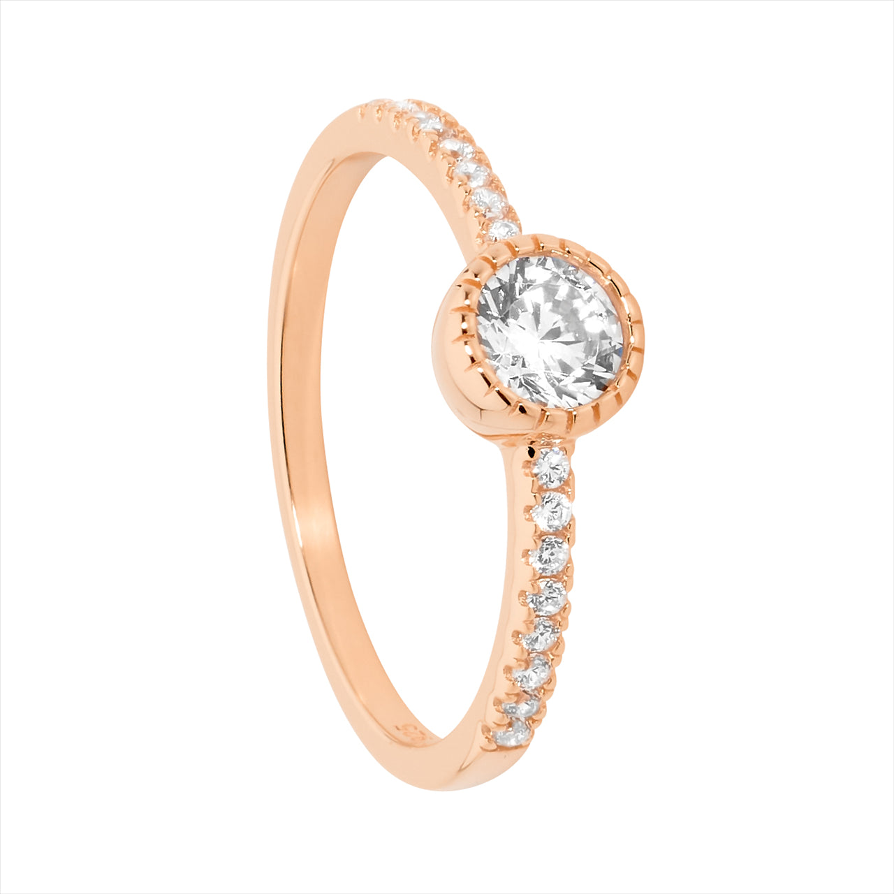 Silver, Rose gold plated CZ set ring