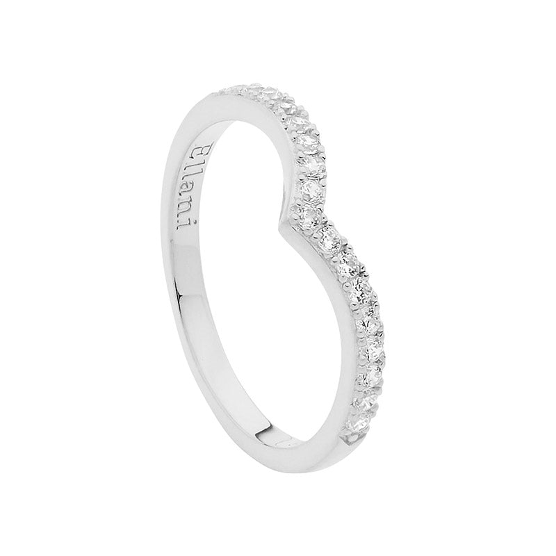 Silver CZ set V shaped ring