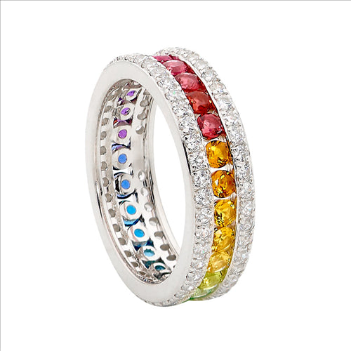 Sterling silver, white and coloured cubic zirconia's.