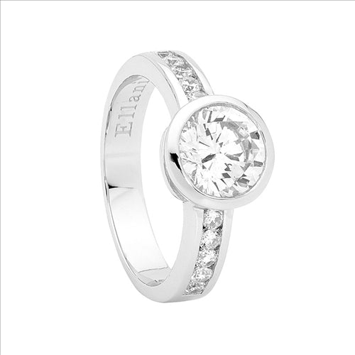 Silver CZ bezel set & channel set dress ring