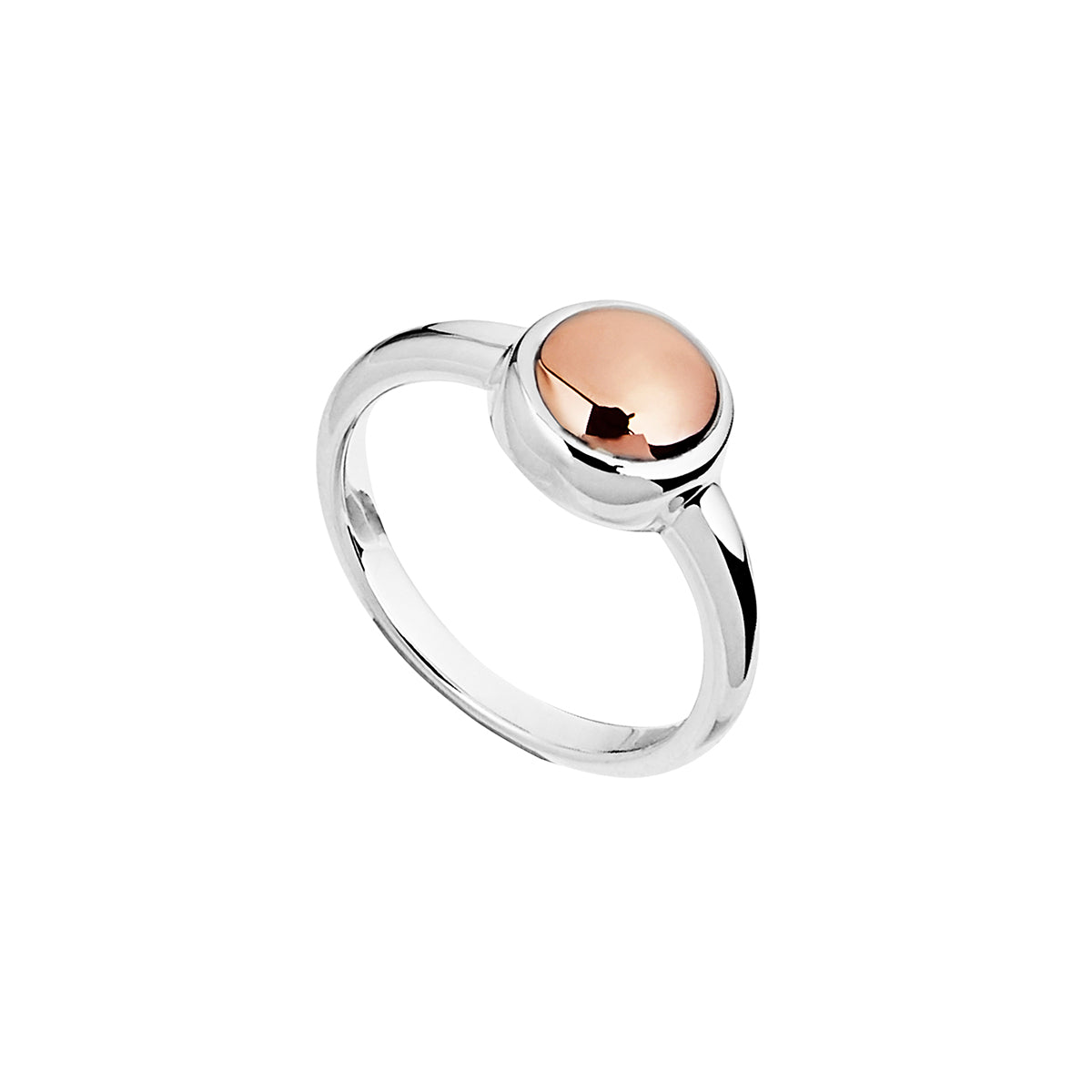 Silver, copper disc insert, domed disc ring