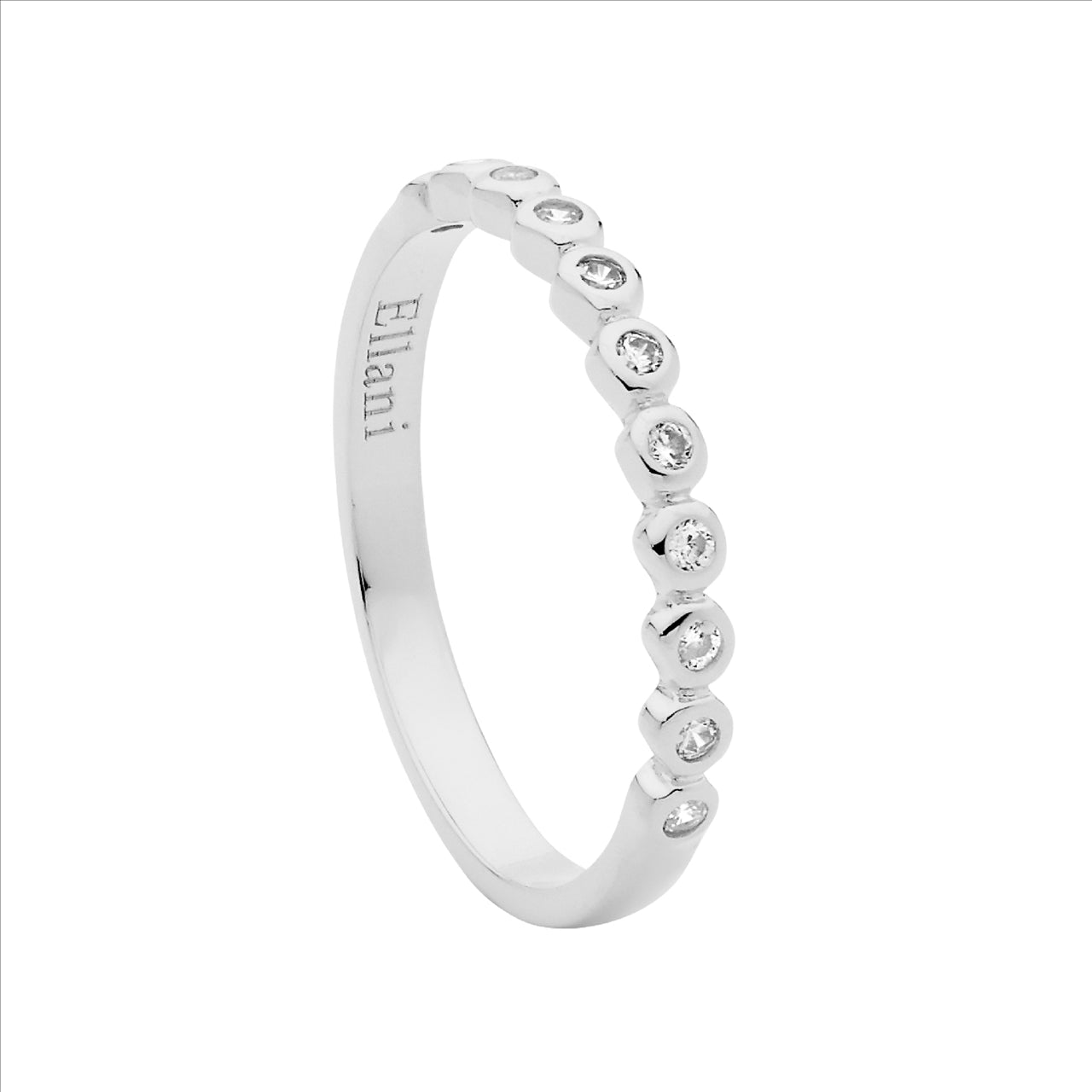 SS WH CZ bezel set ring