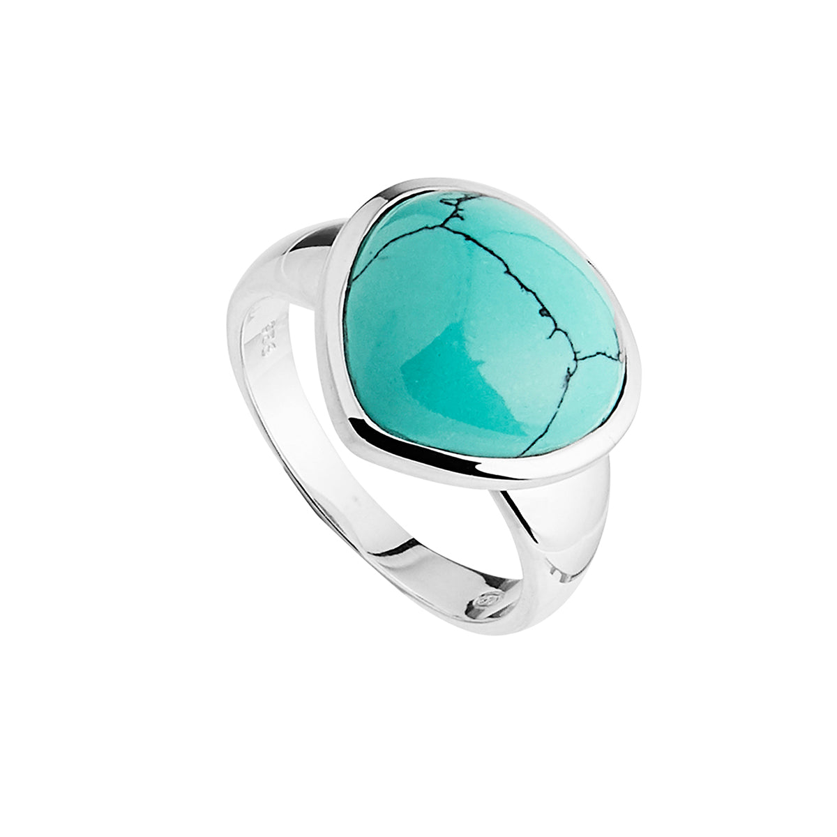 Silver, recon Turquoise triangular ring