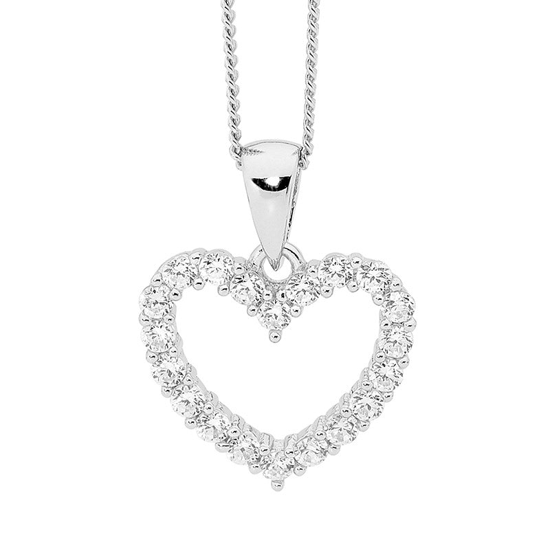 Silver, CZ set pendant and chain