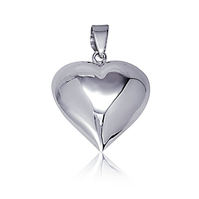 Silver, 18mm Puff Heart, hollow