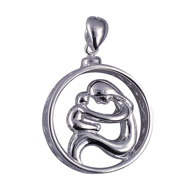 Silver Mother & Child wheel pendant