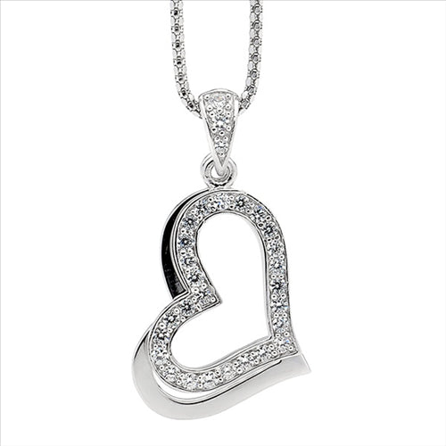 Silver double swinging Heart CZ set pendant and chain