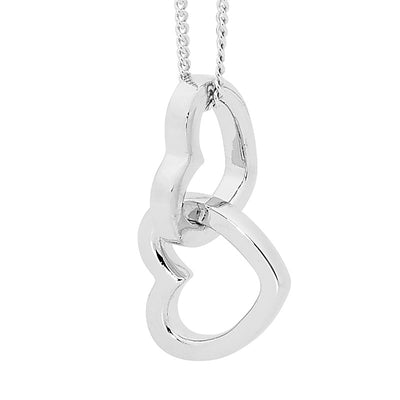 Silver Double Linked Heart Pendant and chain