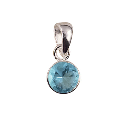SS BEZEL SET 6MM CZ BIRTHSTONE PEND MAR