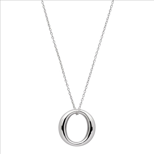 Silver, open circle (18mm) pendant and chain.