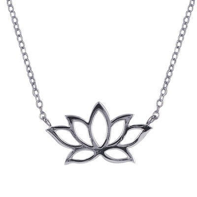 Silver cut out Lotus flower and chain