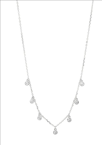 SS 7x Bezel set WH CZ Necklace