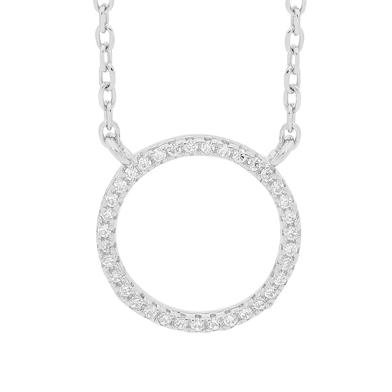 Sterling silver chain and CZ circle pendant attached