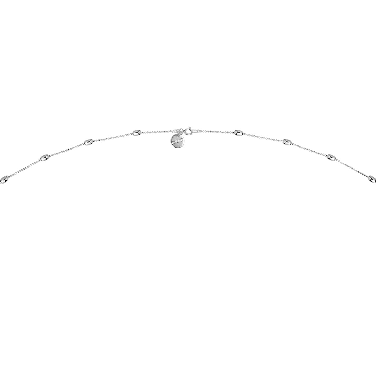 150cm silver diam-cut 1mm ball chain with 4x6mm oval beads around, antitarnish