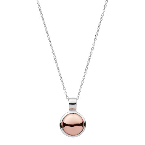 12mm silver and rose gold plate disc pendant