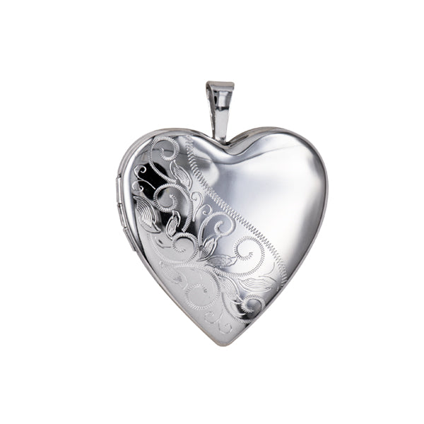 SS 20MM HALF PATTERN/PLAIN HEART LOCKET