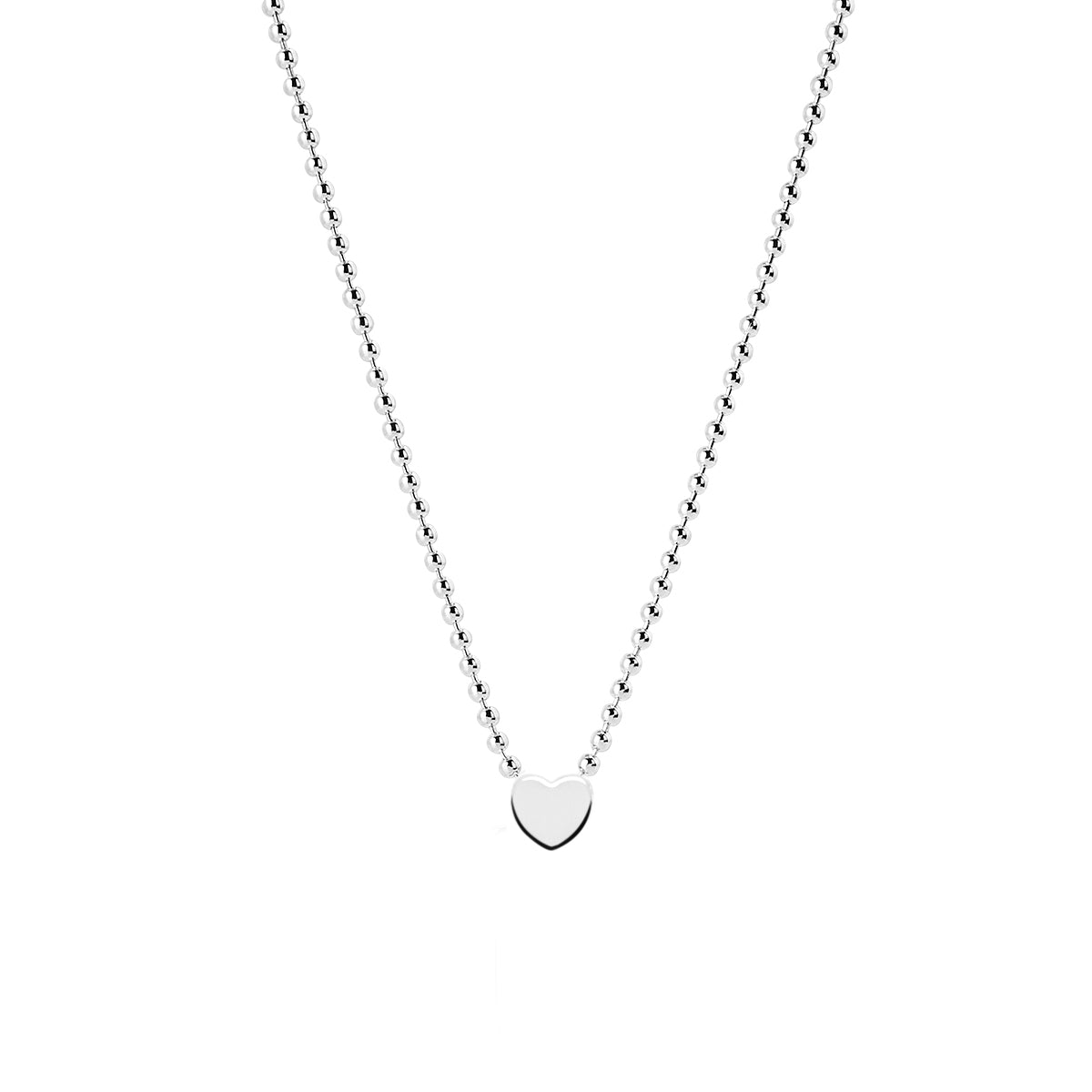 9mm silver heart on 2mm bath plug chain necklace, 40cm+ext, antitarnish