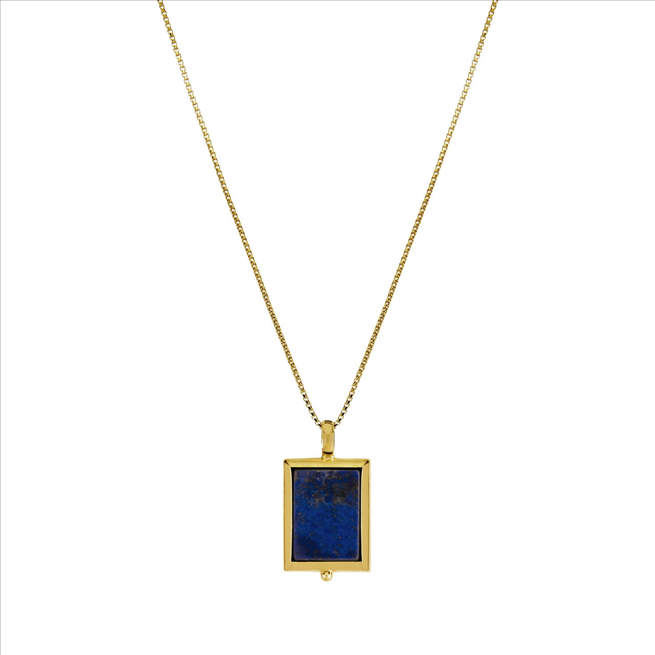 14x23mm pend, rectangular lapis in YG plated silv bezel on 42cm