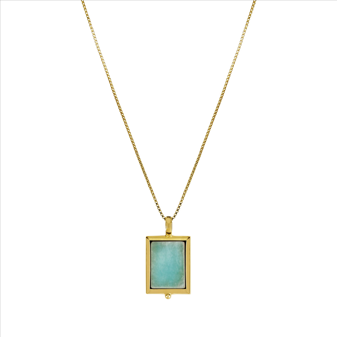 Siliver YG plated Amazonite pendant bezel set and chain