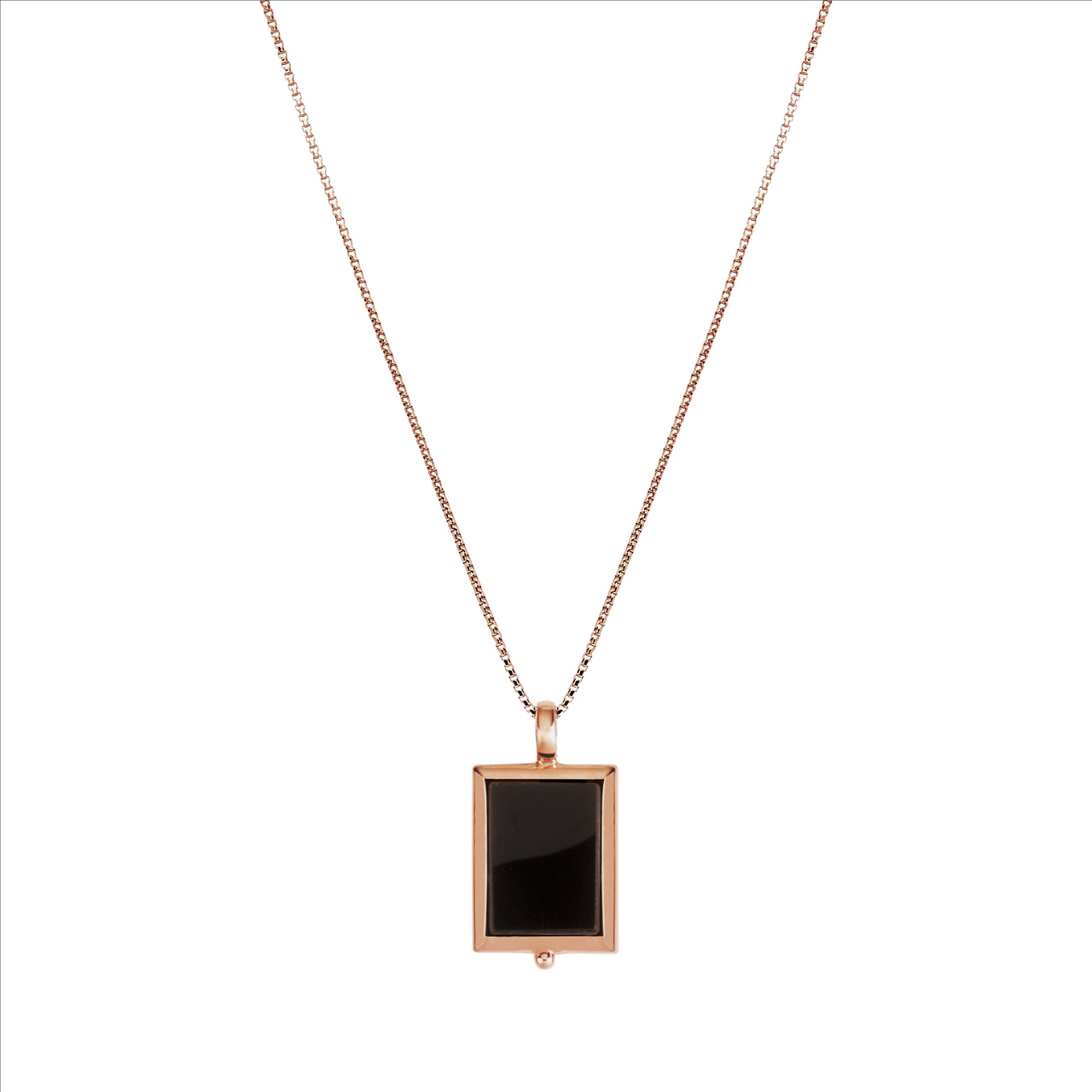 Silver, RG plate Onyx bezel set pendant and chain