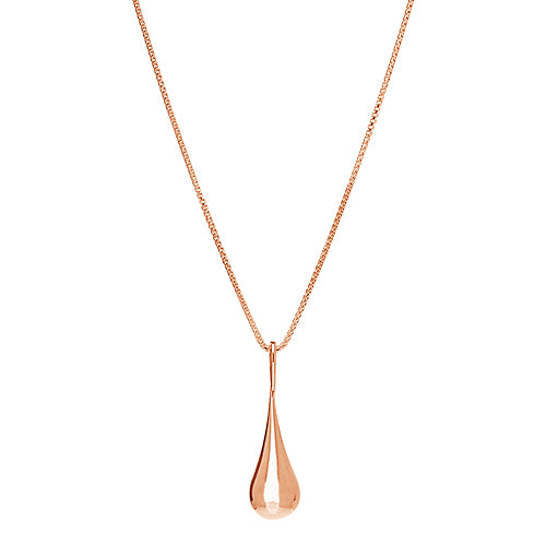 Sterling silver RGP silver teardrop pendant on 0.8mm RGP chain