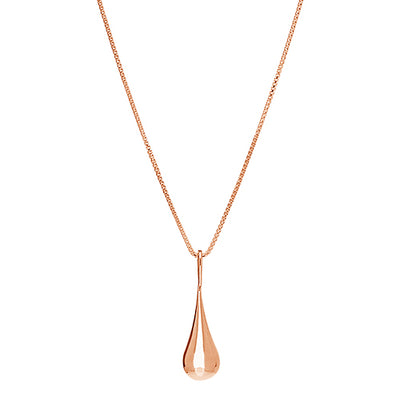 Sterling silver RGP silver teardrop pendant on 0.8mm RGP chain