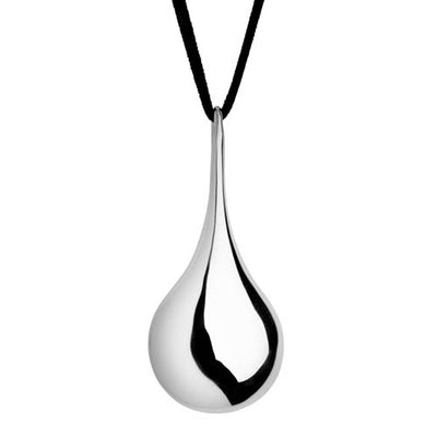 Sterling silver, 28x63mm large teardrop pendant on black material