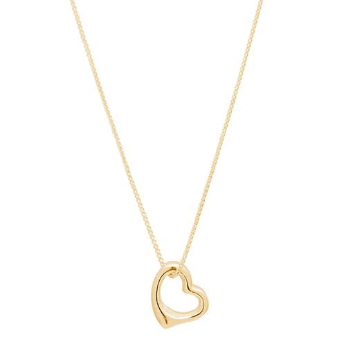 Sterling silver, YGP open heart pendant on silver box chain,